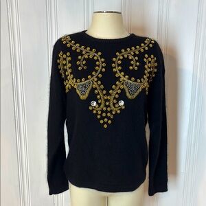 Vintage MIKI Black Beaded Sweater in Silk Angora Lambswool Blend